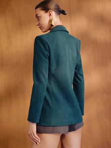 MOTF PREMIUM WOMEN'S COMMUTER ELEGANT AIRPLANE BUCKLE FRONT OPEN BLAZER - Dark Green - View 8