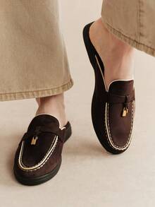 Rosivie Women's Daily Travel Versatile Fashion Casual Mules Flats - Chocolate brown. - View 5