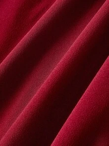 Skyraze Ruffled Lace Waistband Vintage Elegant Spaghetti Strap Burgundy Midi Dress Date Night Summer,Women Festival Outfits ,Party,Dresses For Holiday - Burgundy - View 8