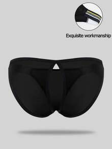 DrisQ DrisQ 1pc Fashion Black Solid Color Fabric Mid-Waist Sexy Men's Underwear - Black - View 2