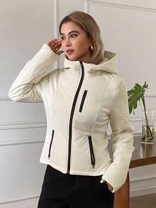 DAZY Women's Casual Versatile Hooded Jacket For Winter - White - View 5