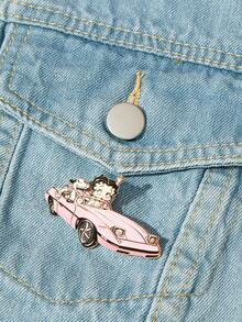 Betty Boop x SHEIN New Creative Cartoon Pattern Printing Brooch, IP Joint Design, Lovely Personalized, Simple And Generous, Can Also Be Used As Accessories, Suitable For - Pink - View 1