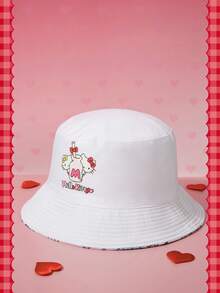 HELLO KITTY AND FRIENDS | SHEIN 1PC Casual Sports Model, Cute Lady Fisherman Hat, IP Joint Design Model, Suitable For Daily, Casual - White - View 6