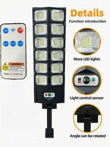 8000W Solar Remote Control Outdoor Street Lamp - 6500K Solar Parking Lot Lamp, Double Row 12 Slot 504 LED Courtyard Lamp, Human Body Sensor Lamp, Suitable For Streets, Courtyards, Garage Entrances, Etc. - white light - View 10