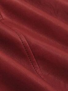 SHEIN Clasi 大尺碼女款前開襟復古休閒背心外套 冬季 - 紅色 - 查看 5