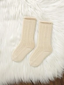 SHEIN Vintaside Kids 新生兒嬰兒鈕扣設計休閒針織連身衣 - 杏色 - 查看 8