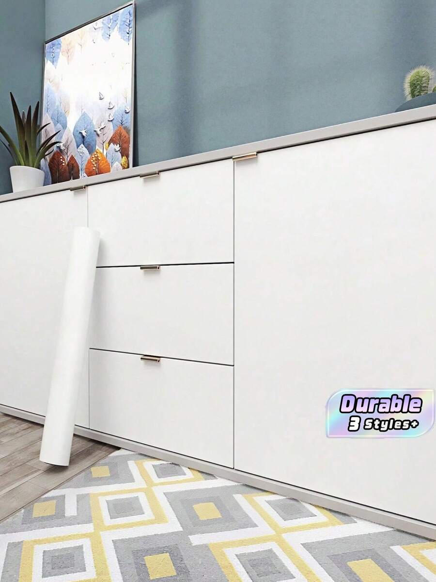 1 Roll White Self-Adhesive Wallpaper / Vinyl Wall Sticker, Suitable For Renovating Bedrooms, Living Rooms, Household Furniture And Cabinets, Wall Decoration, Removable, Easy To Clean, Home Decor Sticker - multicolor - View 1