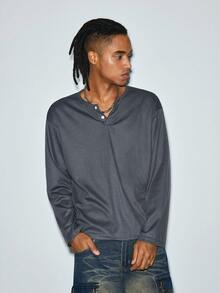 Modcrash Mens Henley Waffle Knit Shirt, Long Sleeve Lightweight Breathable Sun Protection Casual Top - Dark Grey - View 6