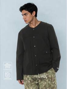 FORM&CHAOS Men's Autumn/Winter Long Sleeve Satin Washed Shirt - Black - View 5