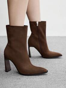 CUCCOO BIZCHIC Classic Western-Style Women's Low-Heeled Platform Boots, Suitable For Daily And Festive Occasions In Autumn And Winter - Coffee Brown - View 6