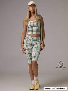 Musera Sport Checkered Soft Touch Straight Neck Strappy Fitted Active Coord Cami Top Gym Pilates Daily Running - Multicolor - View 1