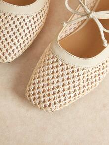 Rosivie Spring And Summer New Small Square Toe Retro Loafer Comfortable And Simple Holiday Commuter Versatile Flats - Beige - View 4