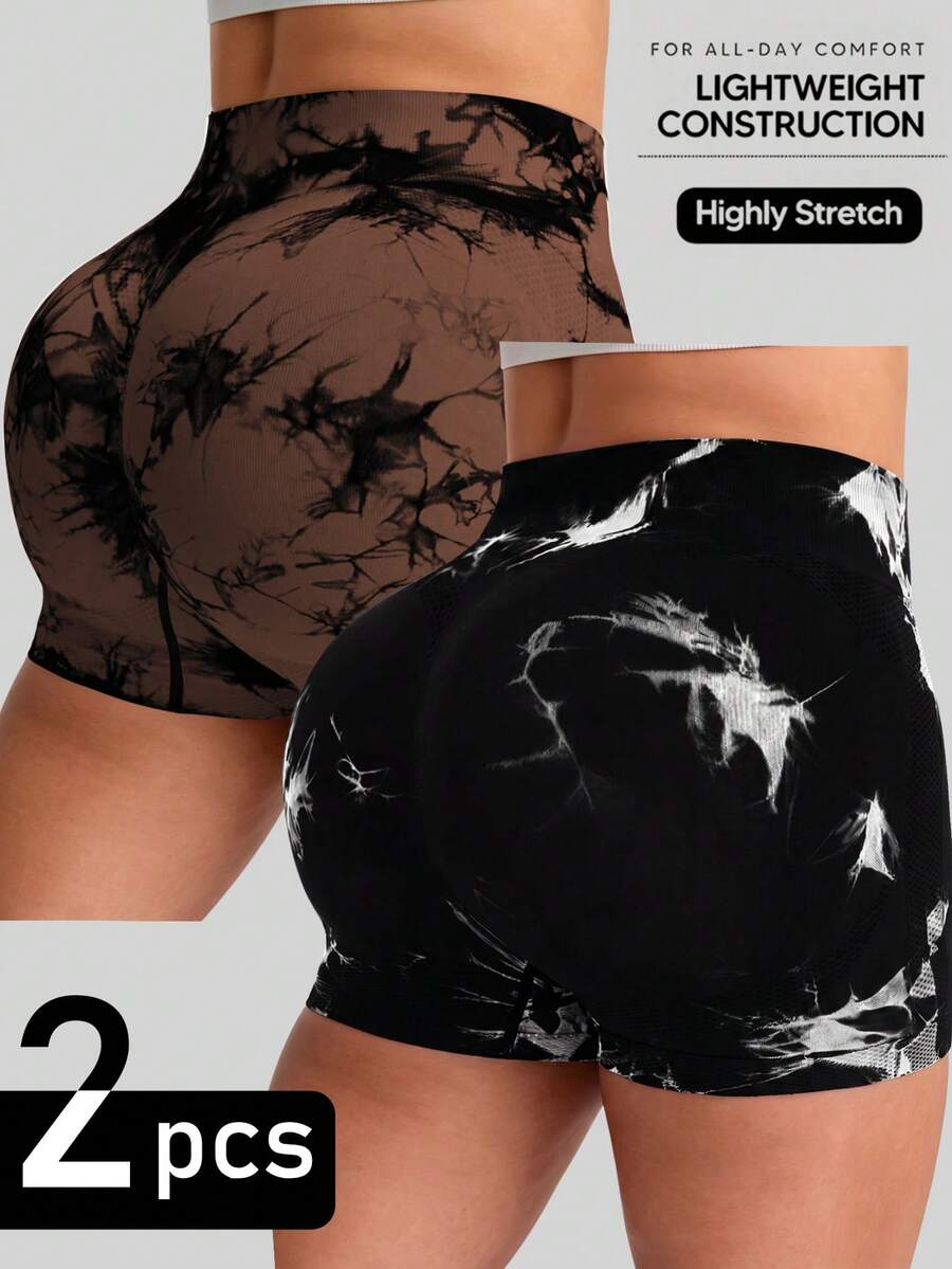 SHEIN Velisys 2PCS Women Plus Size Sports Shorts - Multicolor - View 1