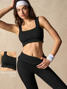 VARSIVA Women's Solid Color Backless Tank Top And Leggings Sports Set - Black - View 12