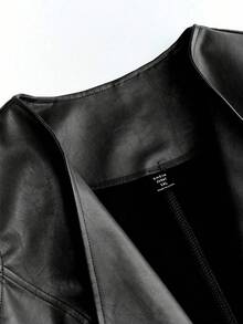SHEIN Clasi 大码时尚复古休闲无袖夹克 - 黑色 - 查看 4