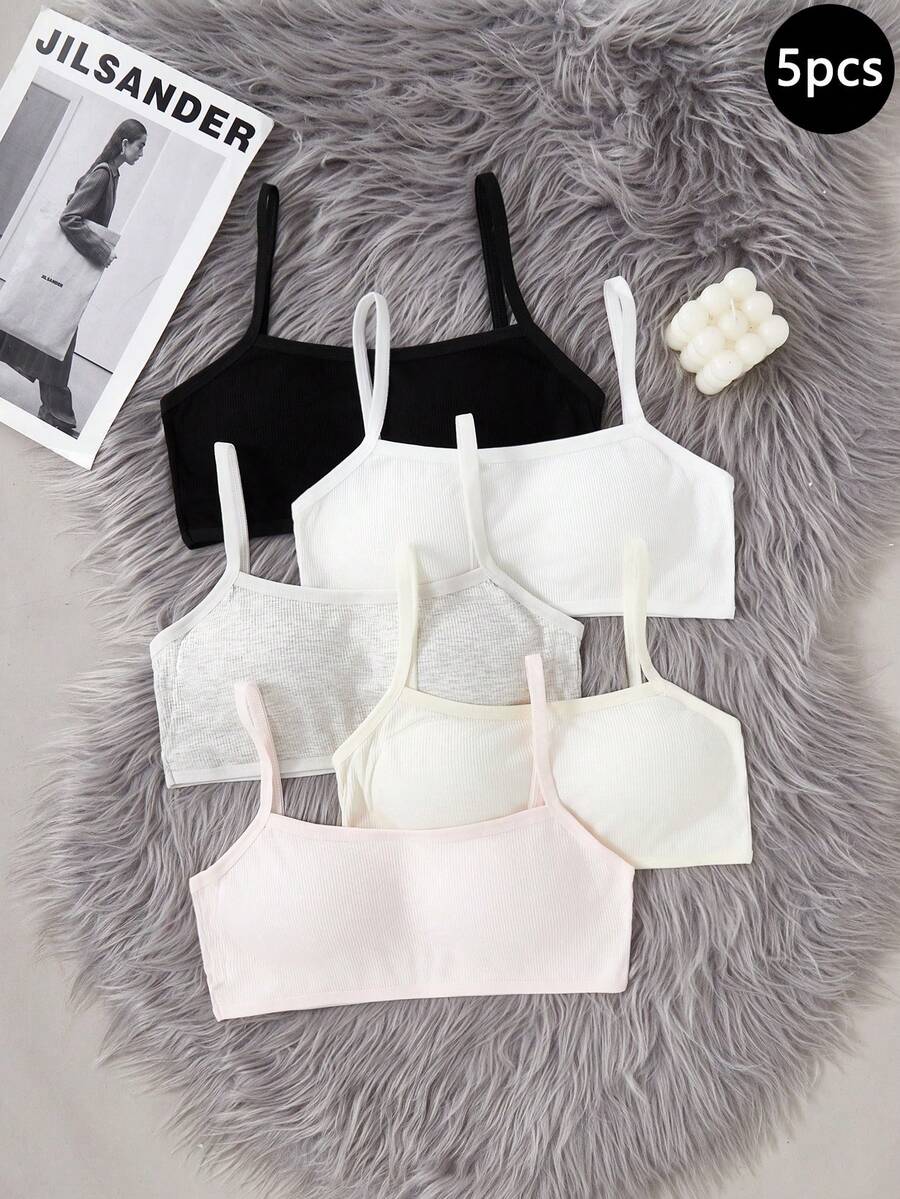 Girls' Camisole Bras, Undershirt Bralette For Teens, Adolescent Crop Top Bras For Developing Breasts Bralettes For Girls Fall Winter - Multicolor - View 1