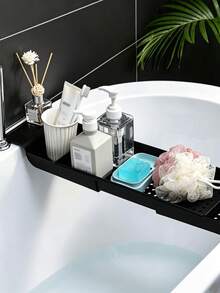 1PC Adjustable Bathtub Tray, Space-Saving Expandable Shelf, Durable Waterproof Organizer, Stylish Bathroom Caddy With Multifunctional Storage, Easy To Install, Bathroom Fish Tank Accessories - Multicolor - View 2