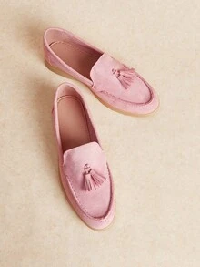 Rosivie Women's Light Pink Round Toe Flat Slip-On Shoes, Suitable For Daily Casual Wear, Office And Outdoor Activities - Dusty Pink - View 2