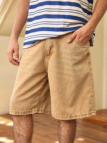 Whitmere Men's Casual Denim Shorts, Summer American Style Washed Vintage Light Blue Loose Fit Bermuda Shorts - Khaki - View 6
