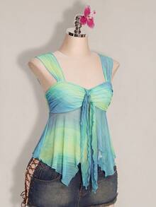 SHEIN ICON 女款不對稱網紗下擺背心 - 彩色 - 查看 7