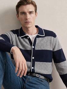 Manfinity Hypemode Men's Autumn/Winter Casual Colorblock Patchwork Cardigan Holiday Festival Autumn Streetwear Winter - Multicolor - View 1