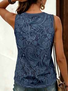 EMERY ROSE Women's Floral Print Round Neck Top, Comfortable Casual Round Neck Tank Top, Suitable For Daily Wear In Summer - Multicolor - View 2