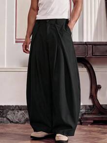 SWAVVY Pantalones largos de pierna ancha para hombre, primavera/verano - Negro - Ver 1