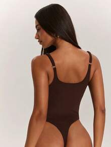SHEIN BAE Women's Solid Color Fitted Versatile Everyday Cami Camisole - Coffee Brown - View 2