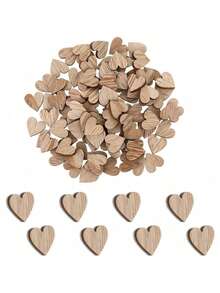 100Pcs Mini Wooden Hearts 12mm Natural Wood Craft Hearts For Wedding Birthday Christmas Table Confetti DIY Decoration - multicolor - View 2