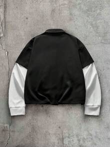 AXEPEAK Men's Colorblock Patchwork 2 In 1 Shirt - Black - View 2