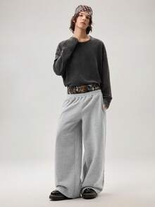 Men's Minimalist Double Layer Waist Casual Sweatpants, Daily Wear - Grey - View 7