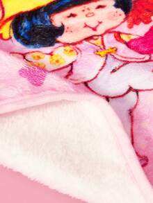 Strawberry Shortcake X PETSIN 1 Piece Cute Three Little Girls Funny Strawberry Polka Dot Printed Blanket Warm And Absorbent Coral Fleece Pet Blanket - Pink - View 6
