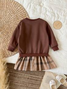 SHEIN 女童卡通熊拼接拼接下擺洋裝 - 彩色 - 查看 5