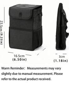 1 Portable Foldable Car Garbage Bag With Lid-Hanging Trash Can With Storage Bag-Car Trash Can And Storage Box, Waterproof Mini Car Trash Can, With Lid And Storage Bag, Car Garbage Bag Hanging Accessories - Black - View 8