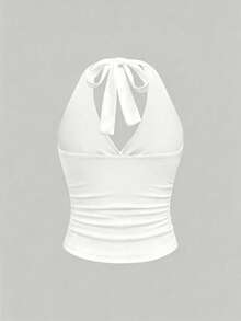 INAWLY Top halter ajustado con pliegues para mujer de talla grande estilo Y2K - Multicolor - Ver 2