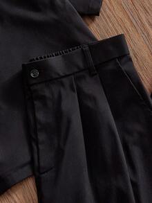 SWAVVY Men's Casual Versatile Shirt And Pants Set - Black - View 6