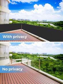 1pc Opaque Privacy Fence Screen – Waterproof Balcony Privacy Cover, UV Protection Outdoor Railing Screen For Apartment, Patio, Deck, Porch (Black) - multicolor - View 7