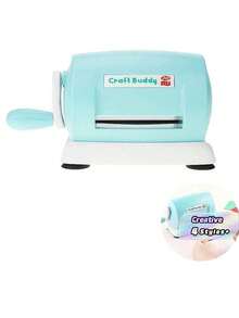 1 Set Embossing Machine, Equipped With Floral Templates To Create Various Patterns On Cardboard. Manual Die Cutting & Embossing Machine In Blue, Purple And Pink, Comes With Embossing Plate, Cutting Templates And 2 Cutting Pads. - cyan - View 1