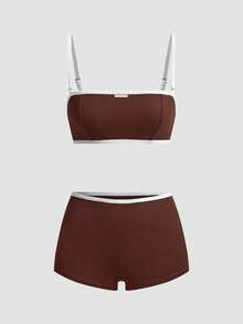 Chillnights Women's Minimalist Colorblock Lingerie Set - Brown - View 1