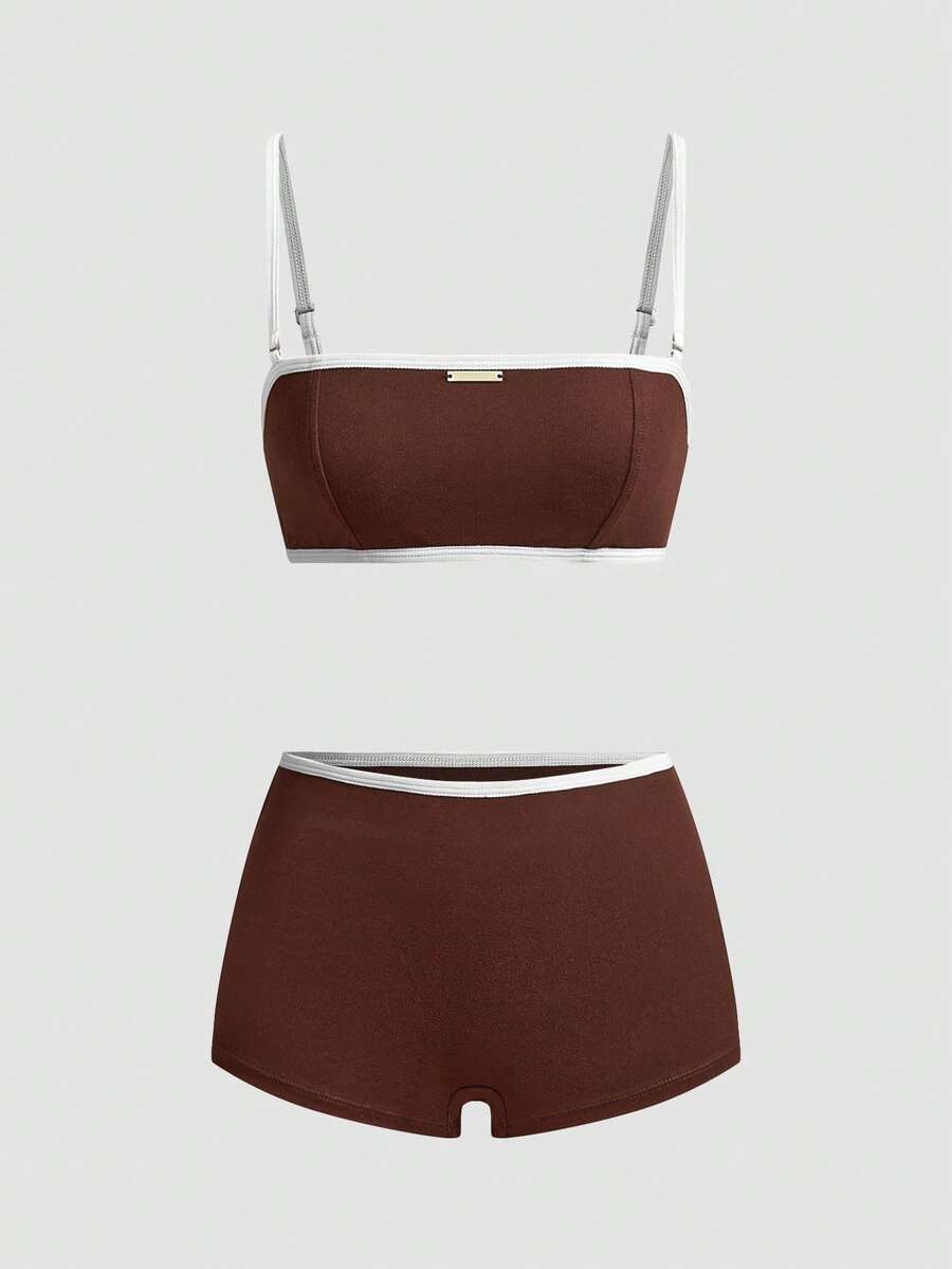 Chillnights Women's Minimalist Colorblock Lingerie Set - Brown - View 1
