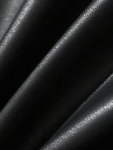 Livesso Women's Solid Color PU Leather Zipper Front Casual Regular Fit Jacket Fall - Black - View 6