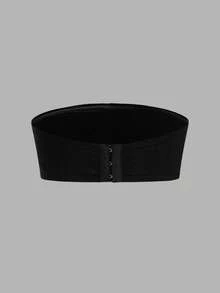 SHEIN Tween Girl Daily Casual Knit Solid Color Non-Wired Bandeau Bra - Black and White - View 6