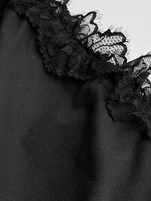 Whyspr Elegant Off Shoulder Gradient Lace Trim Patchwork Plus Size Dress, Dark Style Halloween Outfit, Elegant Gradient Color Dress Halloween Goth Fall - Black - View 7