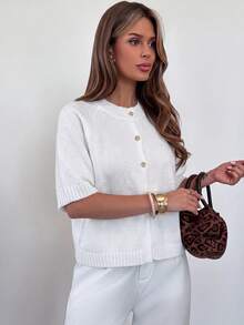 Firerie Women's Autumn Casual Versatile Solid Color Cardigan - White - View 5