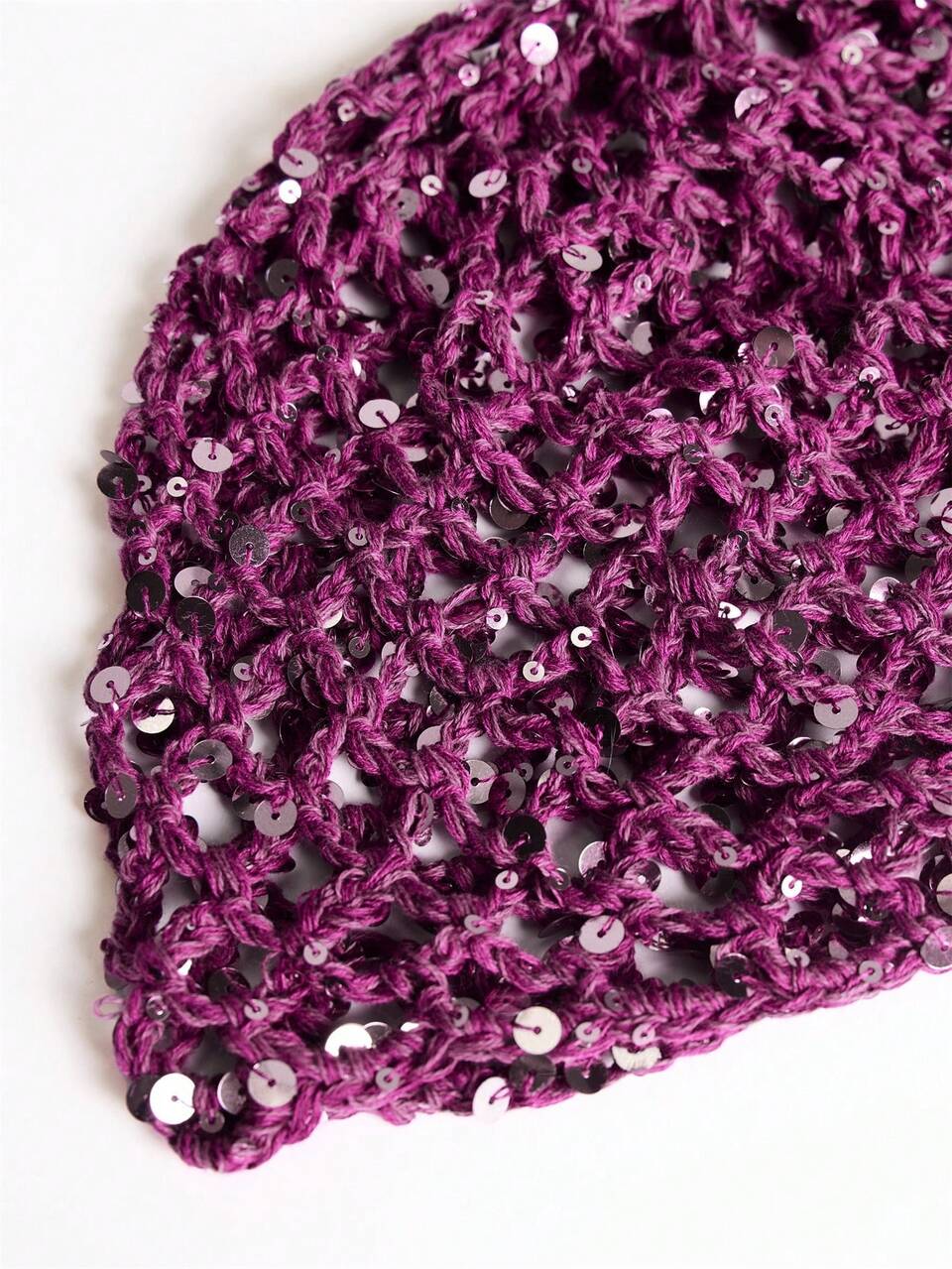 1 Pink Sequined Decorative Crochet Hat Spring Summer Vacation Beach Festival Party Cute Fashion