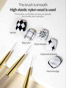 1Pc Nail Art Liner Brush With Smooth Durable Bristles – Ultra Fine Drawing Pen For Thin Lines, Precision DIY Manicure Tool - Yellow - View 2