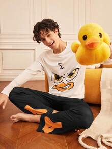 Provexi Provexi Funny Print Long Sleeve Long Pants Men's Pajama Set - Multicolor - View 1