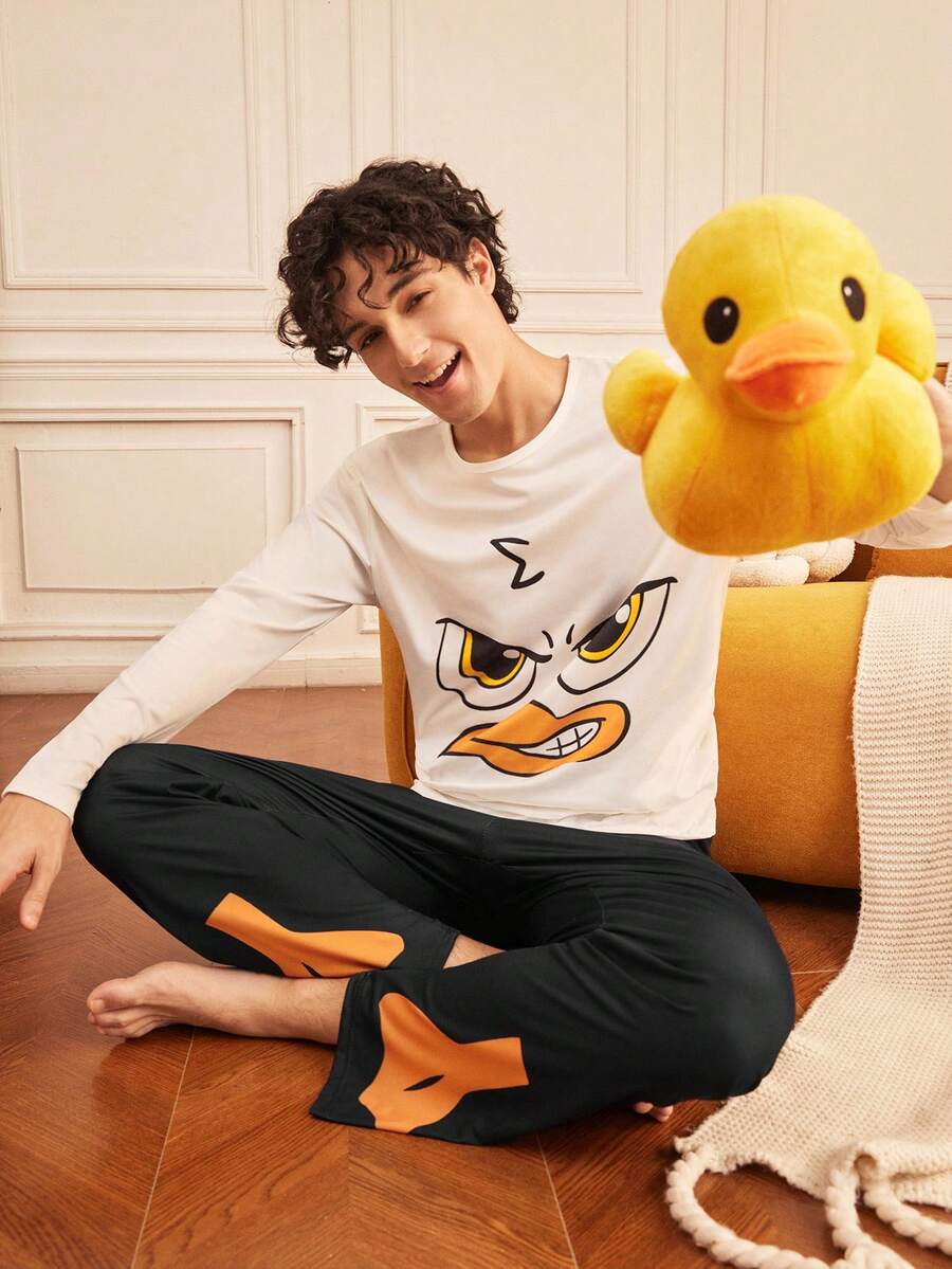 Provexi Provexi Funny Print Long Sleeve Long Pants Men's Pajama Set - Multicolor - View 1