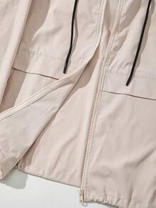 Rusticease Plus Size Women's Solid Color Drawstring Hooded Casual Baggy Business Elegant Everyday Hiking Long Sleeve Jacket Autumn Fall Going Out Teacher Grey - Khaki - View 6