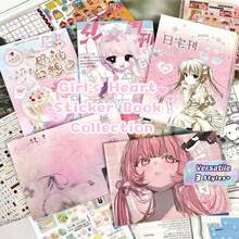 Japanese Retro Minimalist Anime Girl Die-Cut Decorative Sticker Album, Suitable For Photo Frames, Decorative Notebooks, Pencil Cases, Smartphone Stickers, Back To School Gifts - Girly Sticker Book - View 1